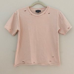 Top shop distressed blush tee. Size 2